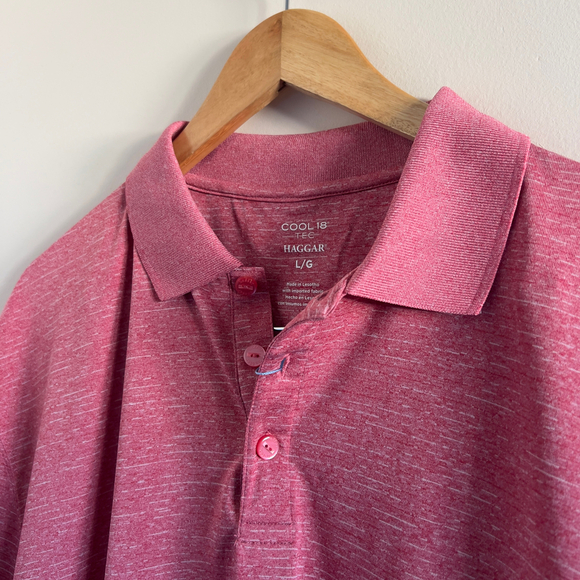 Haggar Cool 18 Tec | Pink Short Sleeve Polo Shirt - Picture 6 of 6